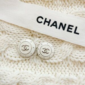 Chanel Ivory Enamel CC Logo Buttons